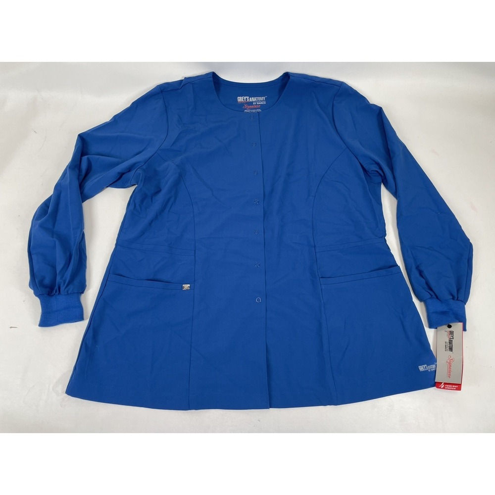 Greys Anatomy Barco Scrubs 2PKT Jewel Neck Snap‎ Front Warmup Top Womens 2XL NWT